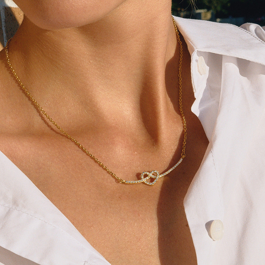 Dazzling Diamond - Encrusted Knot Pendant Necklace