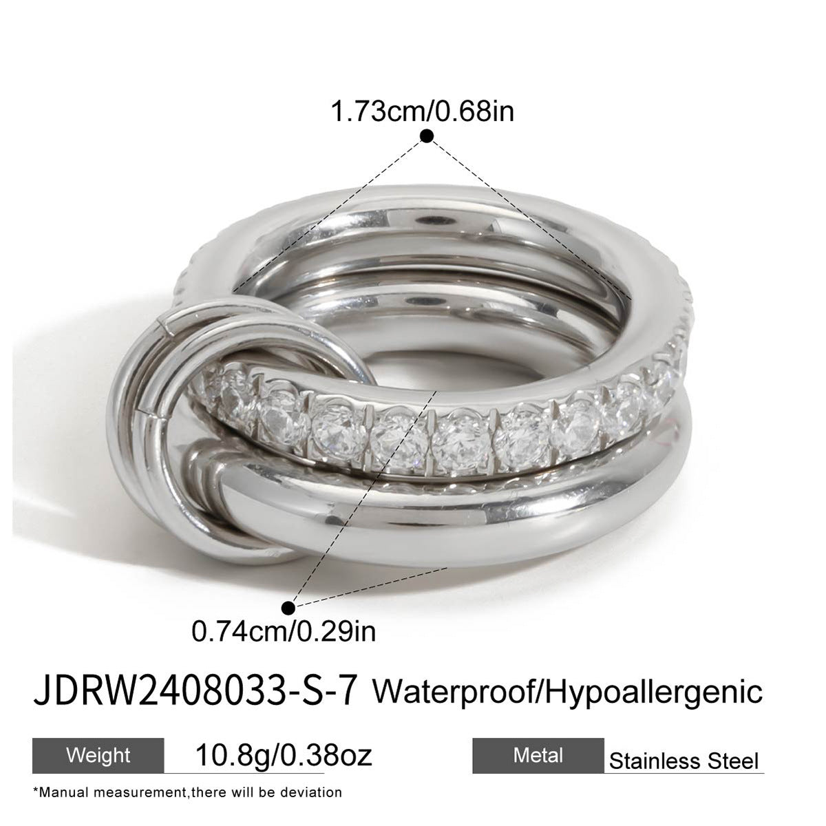 Gold-Tone Multi-Ring Set – Pearl, Zirconia, Stackable Fashion Rings for Women
