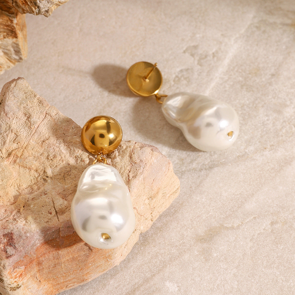 Stainless Steel Pearl Stud Earrings