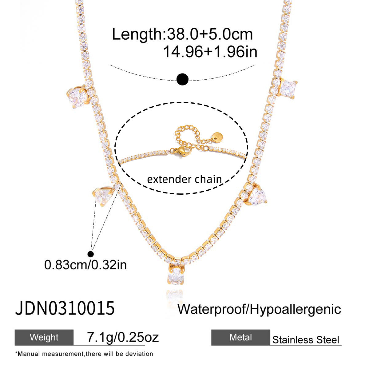 Layered Gold - Tone Necklaces with Crystal Drops
