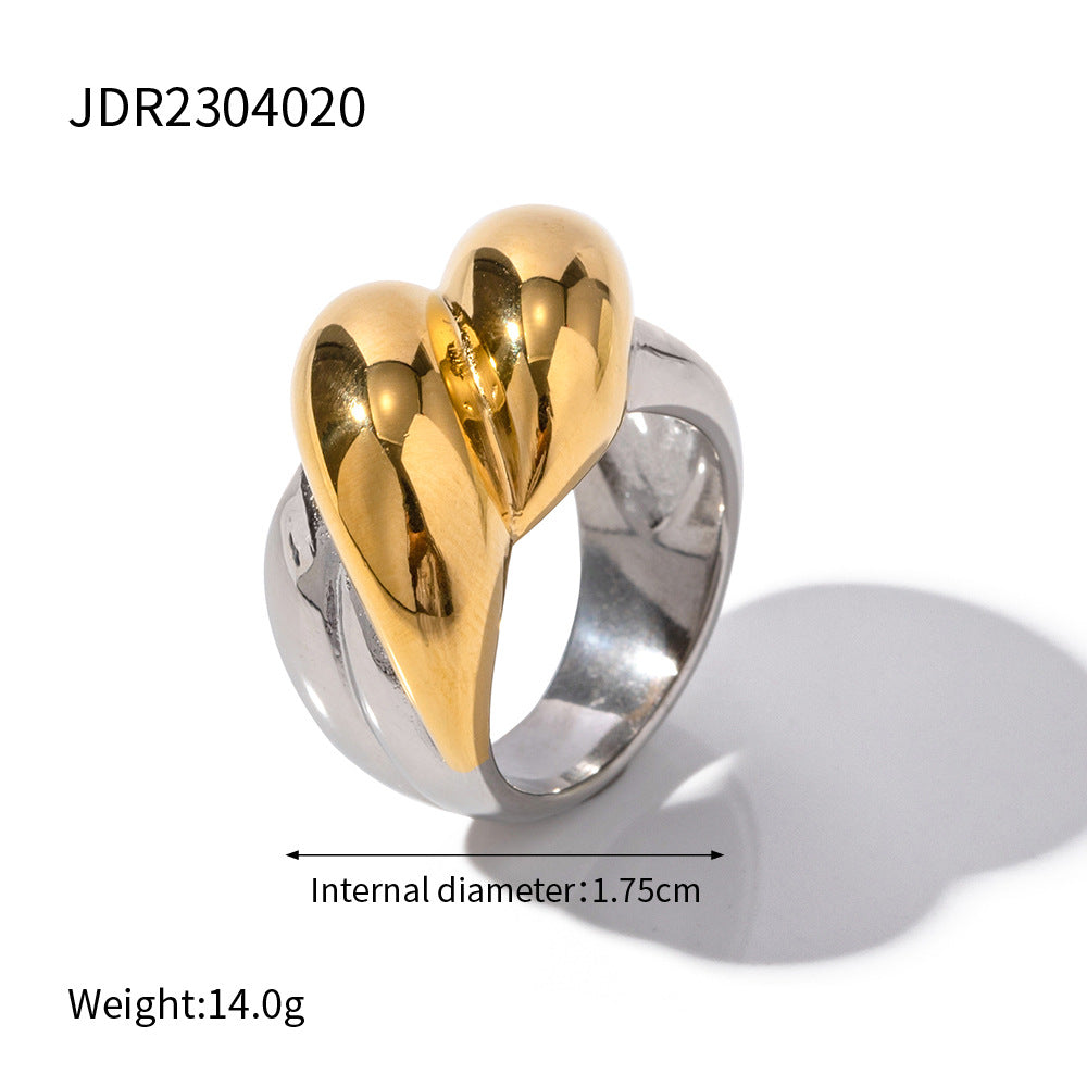 Gold & Silver Stackable Rings – Wide Textured Band, Wave Ring & Geometric Square Ring for Women