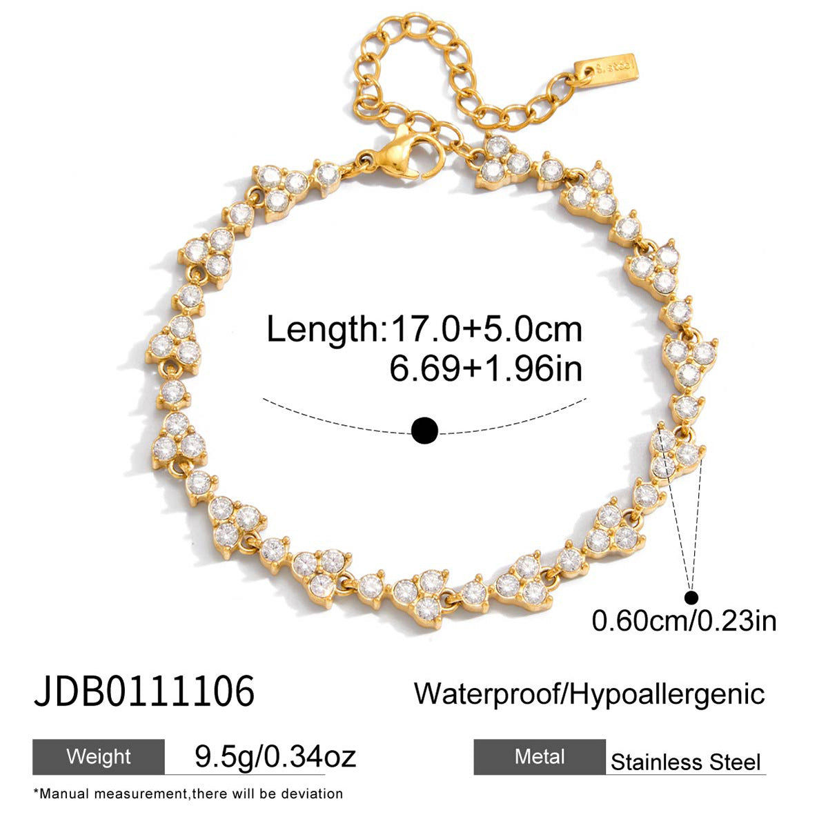 Layered Bracelets – Crystal, Heart & Teardrop Pendant Cuban Chain