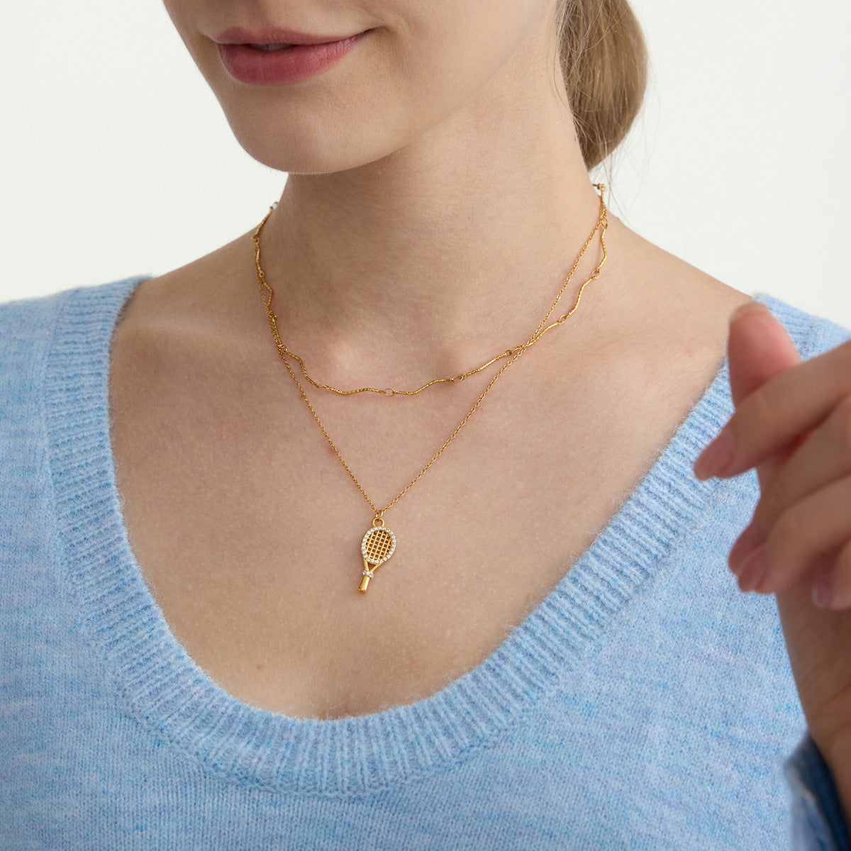 Dazzling Gold - Plated Heart - Shaped Pendant Necklace with Crystals