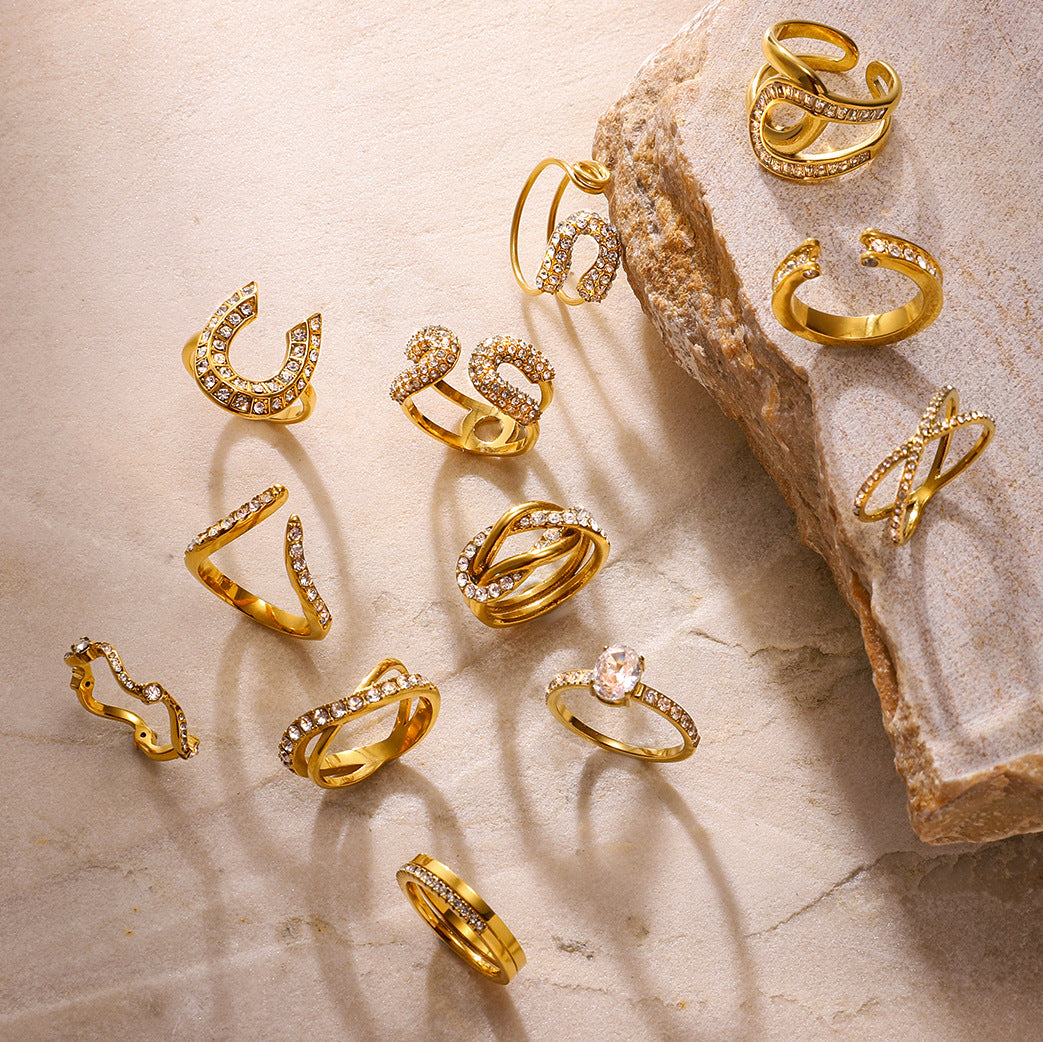 Statement Ring Set – Sculptural Knot, Abstract Figure & Twisted Band for Women