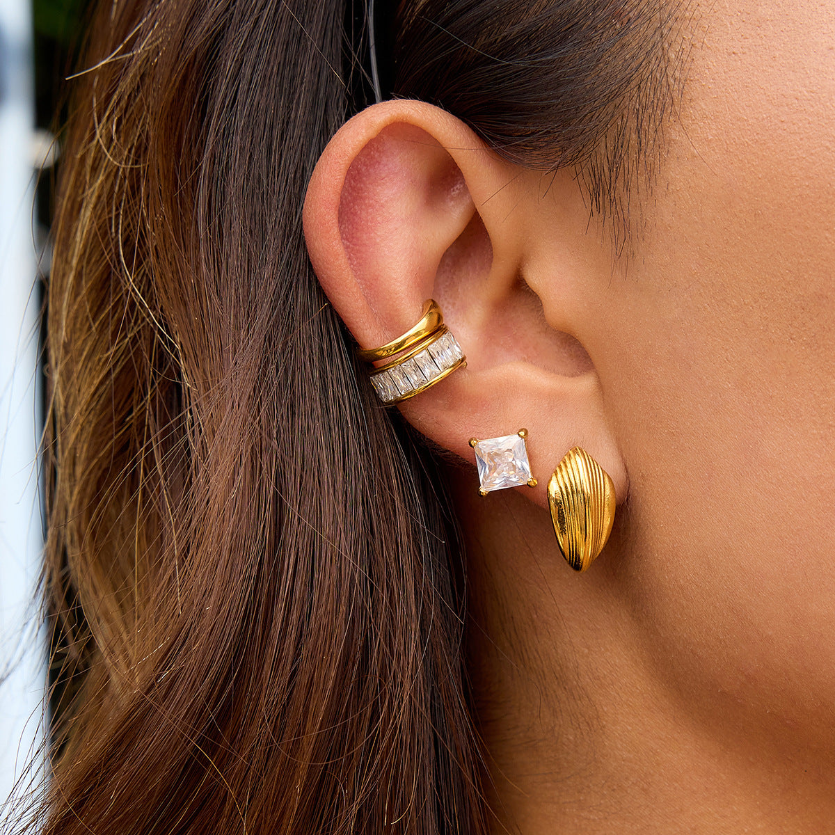 Stainless Steel Cubic Zirconia Earrings