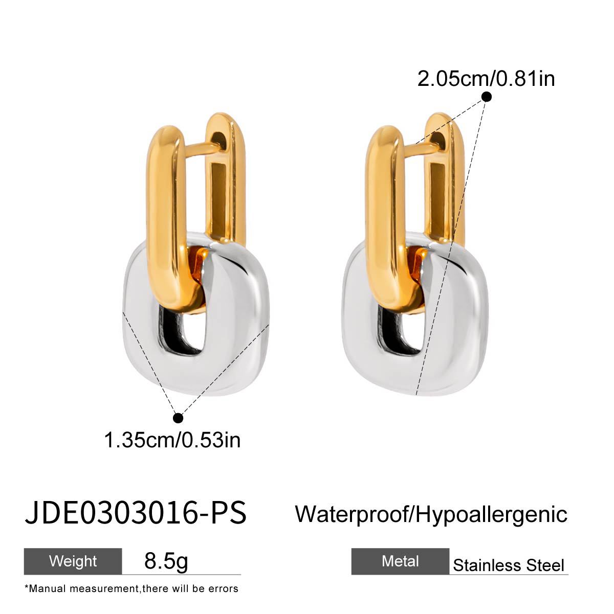 Two-tone Stainless Steel Stud Earrings