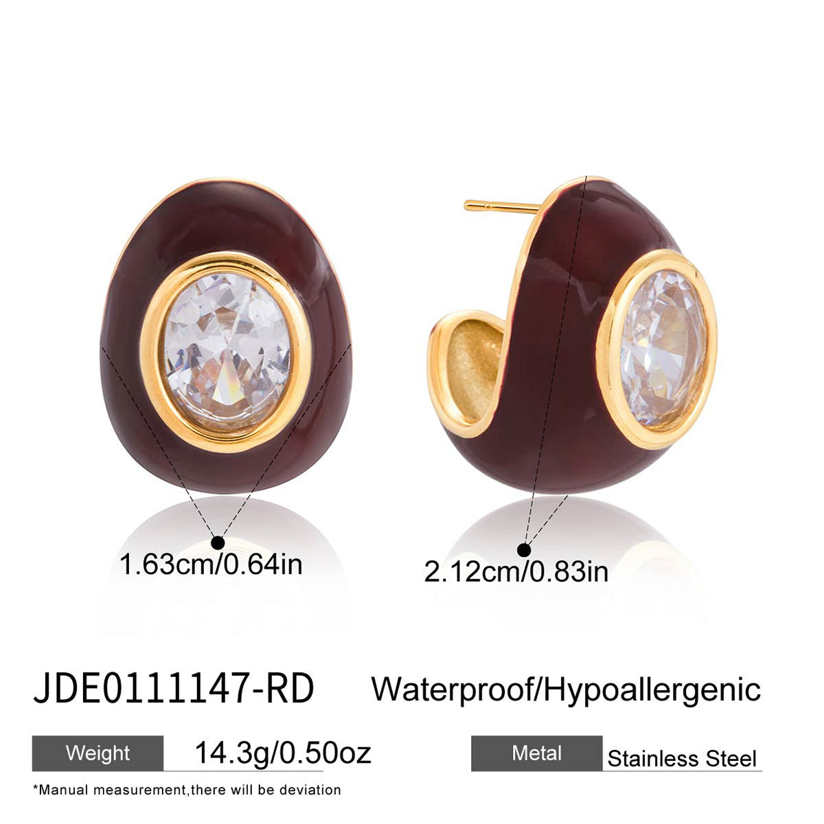 Stainless Steel Drip-Style Zircon Teardrop Earrings