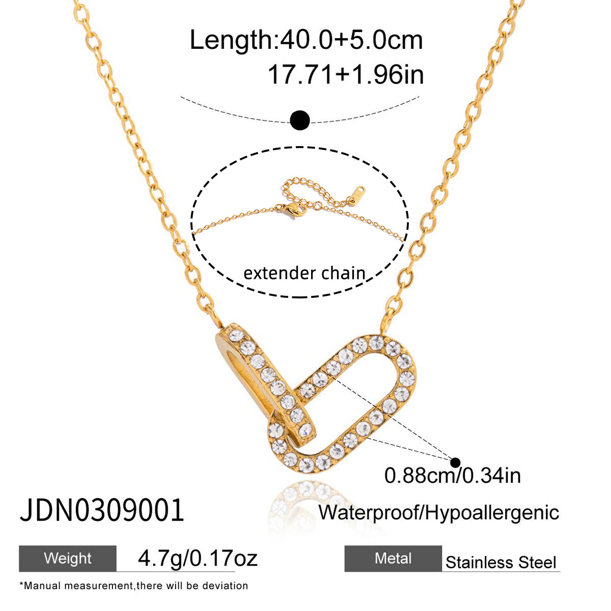 Dazzling Gold - Plated Chain - Link Necklace with Crystals