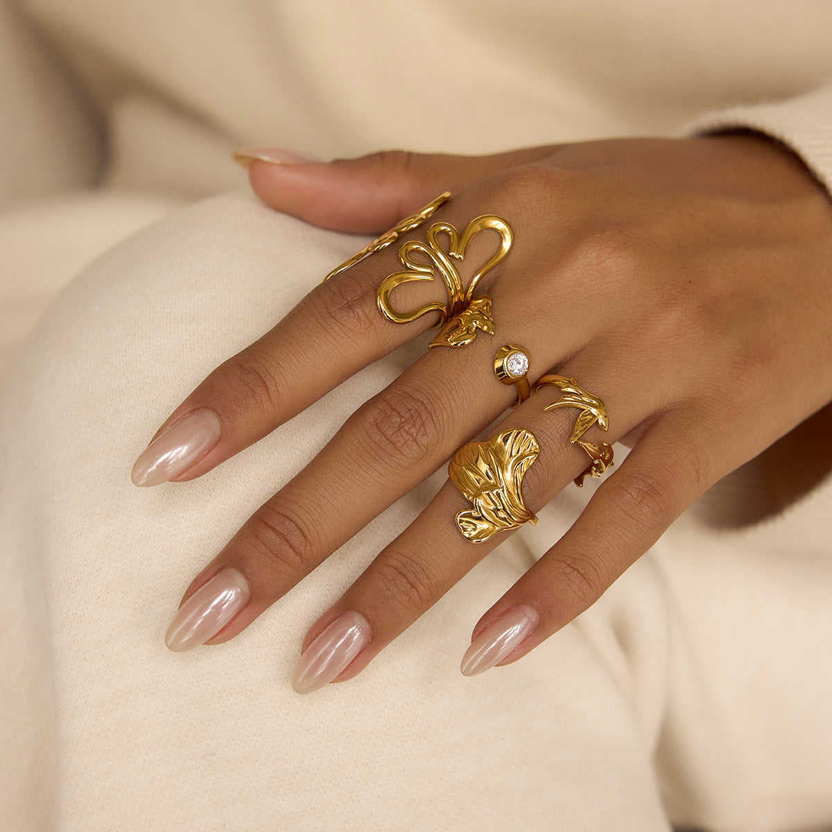 Gold Flying Bird Ring – Open Band Statement Ring for Women