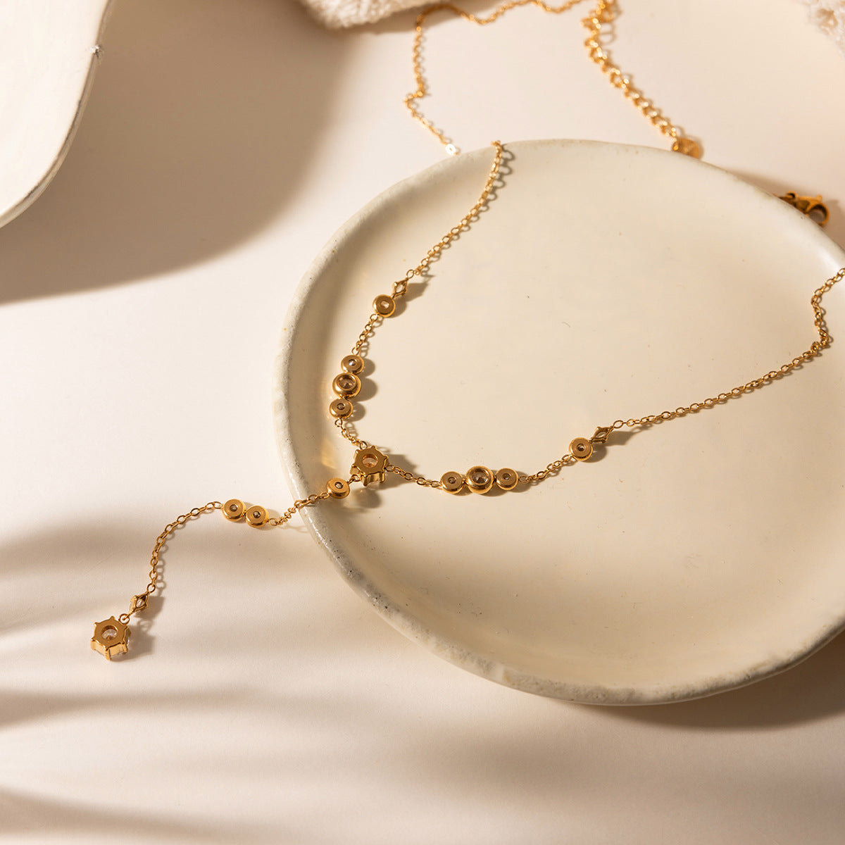 Gold Plated Cubic Zirconia Y-Necklace