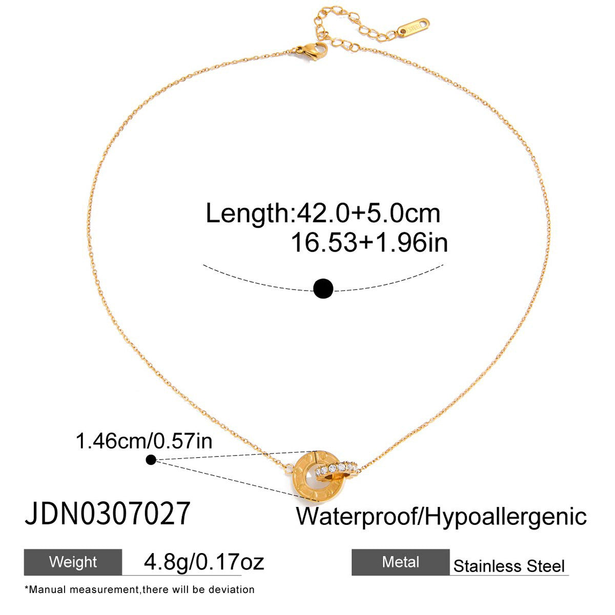 Dazzling Gold - Plated Chain - Link Necklace with Crystals