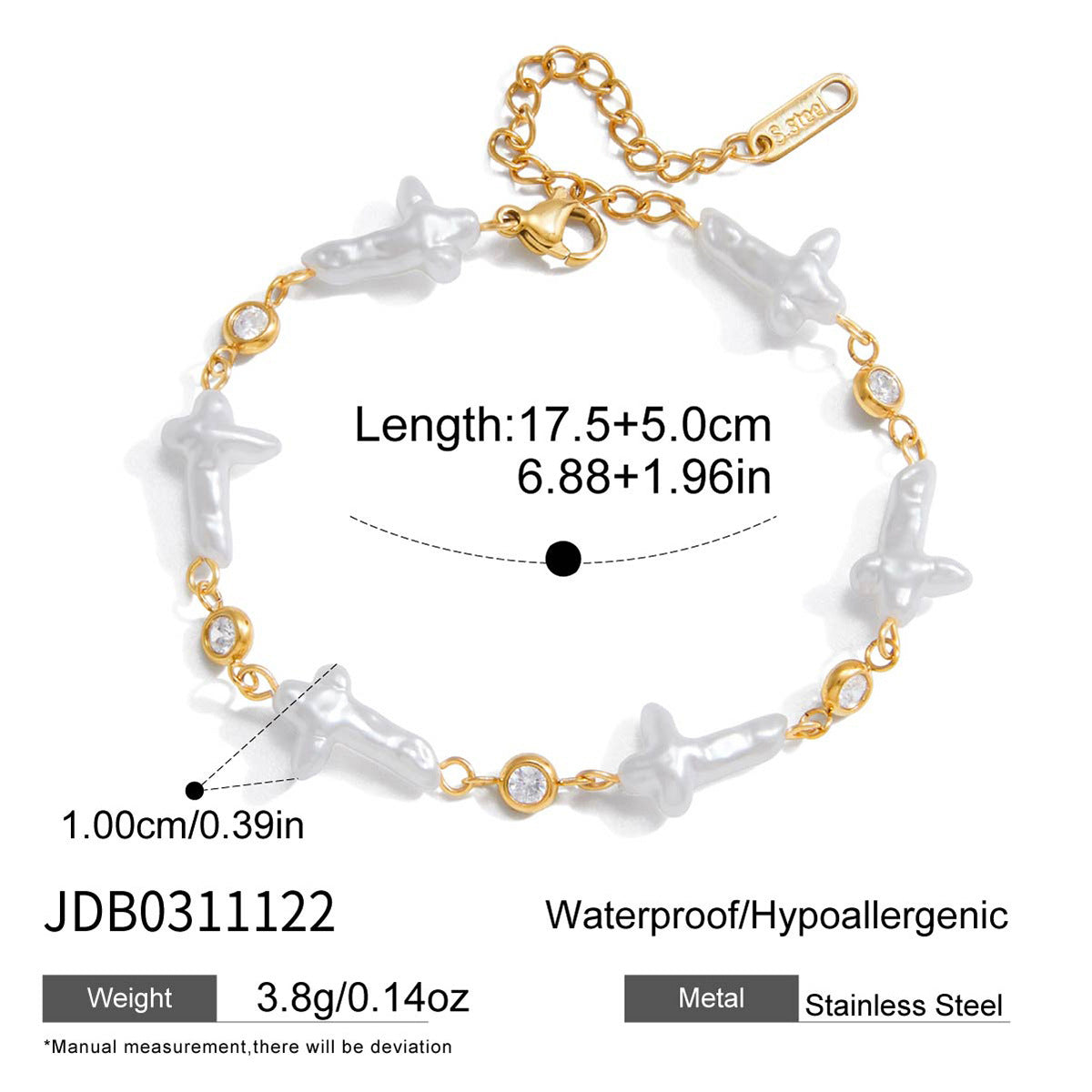 Layered Pearl and CZ Bracelet Set - Gold - Tone Jewelry for Women