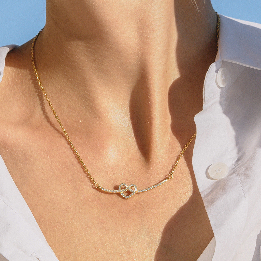 Dazzling Diamond - Encrusted Knot Pendant Necklace