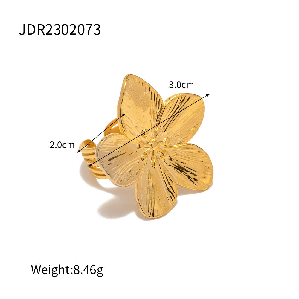Four-Petal Flower Open Ring