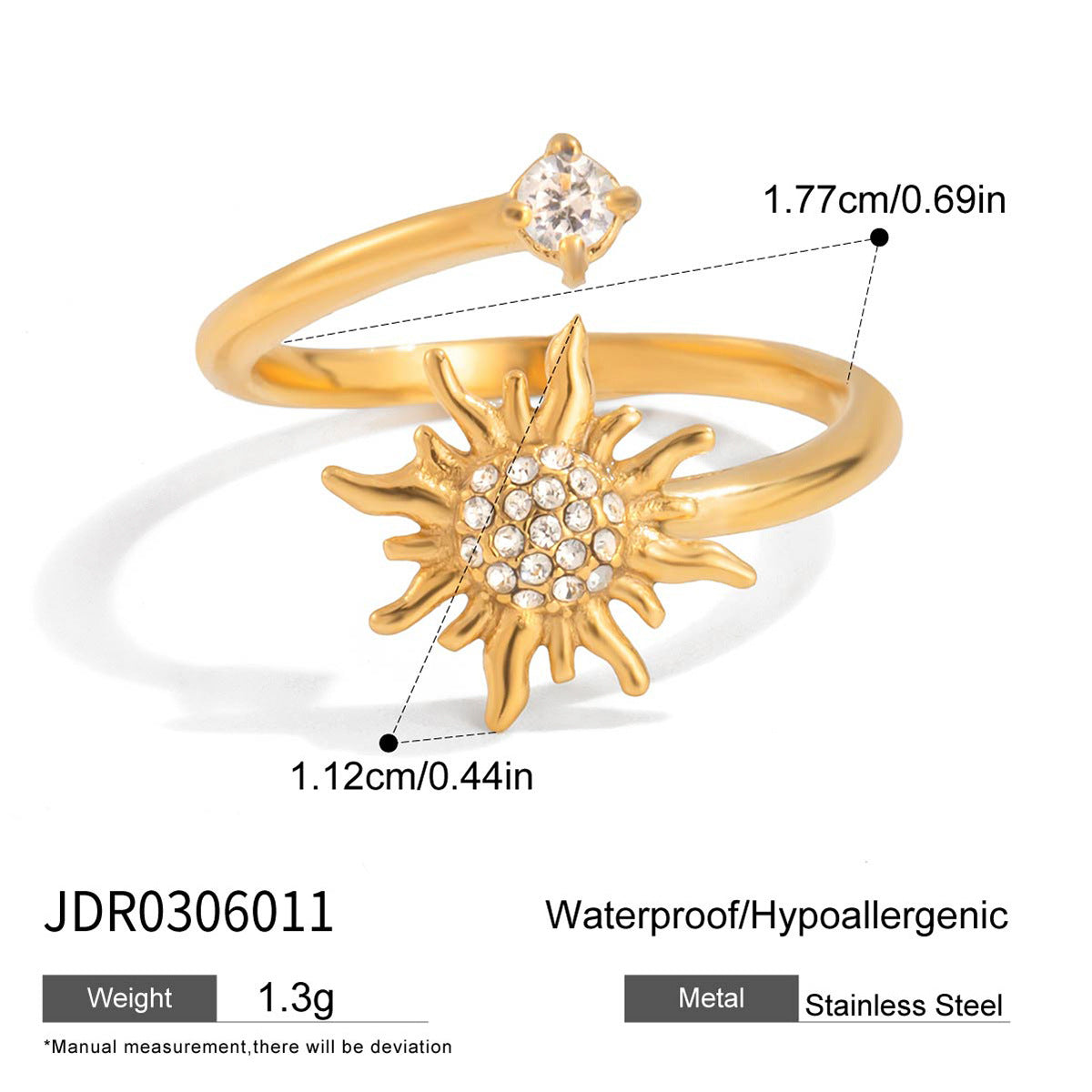 Sunburst & Solitaire Gold Ring Set – Stackable Statement Rings for Women