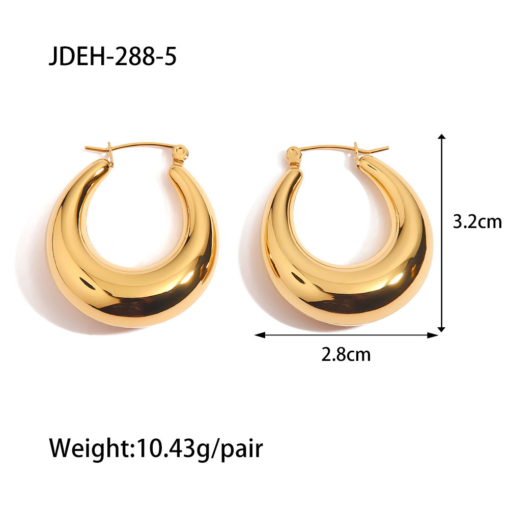 Stainless Steel Double C Hoop Earrings