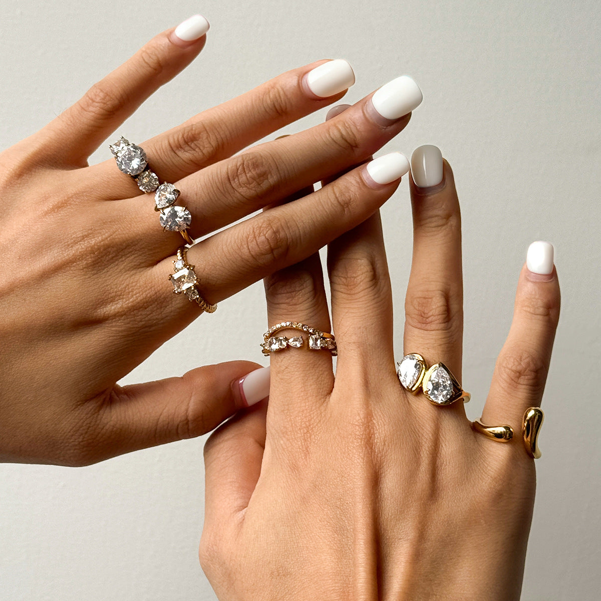Diamond Stackable Rings – Three-Stone, Eternity & Open Ring Set for Women