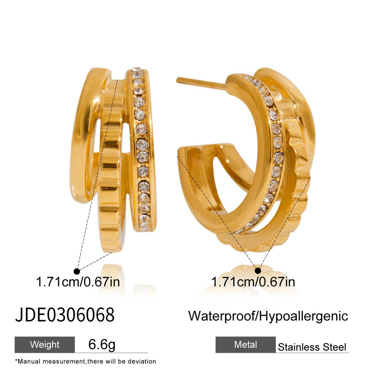 Stainless Steel Cubic Zirconia Earrings