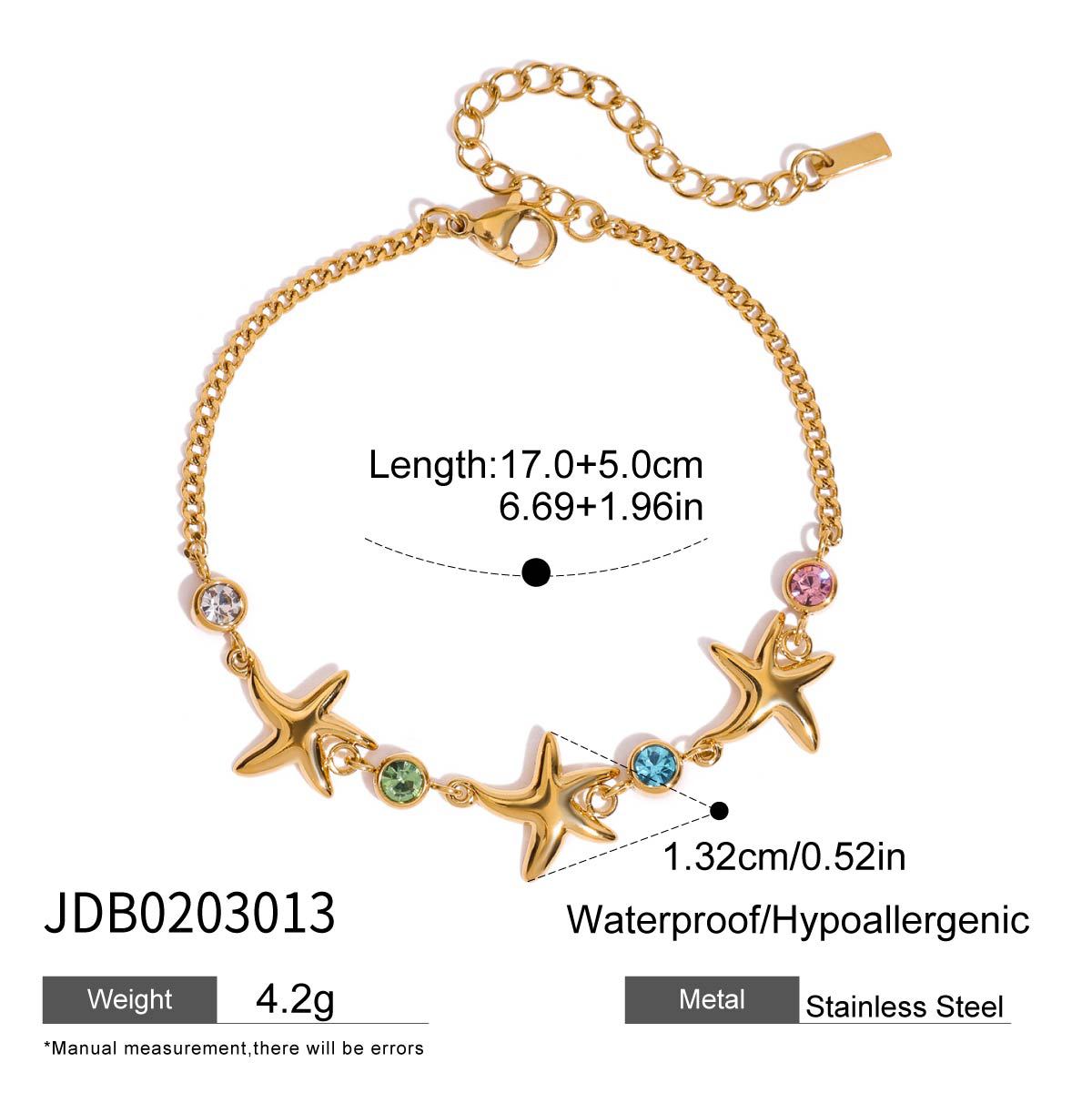 Starfish Charm Bracelet with Zircon Accents