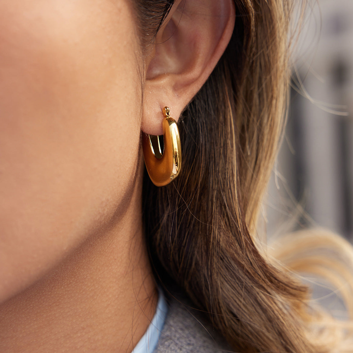 Gold - Plated Hoop Earrings for Women