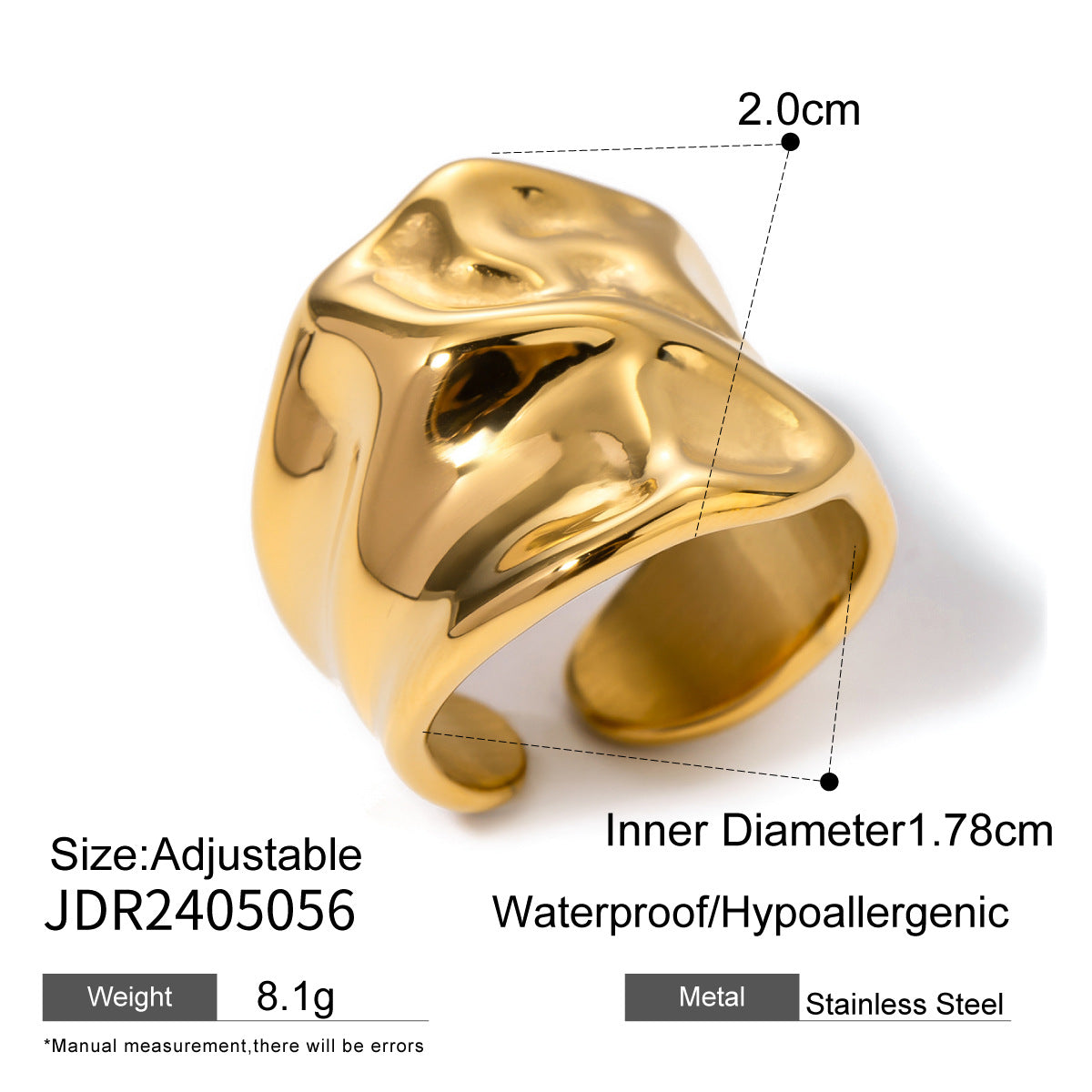Organic Textured Gold Rings – Pearl & Metal Ball Statement Ring Set for Women