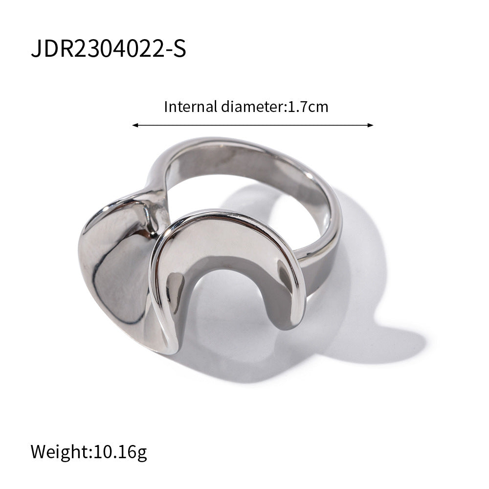 Gold & Silver Stackable Rings – Wide Textured Band, Wave Ring & Geometric Square Ring for Women