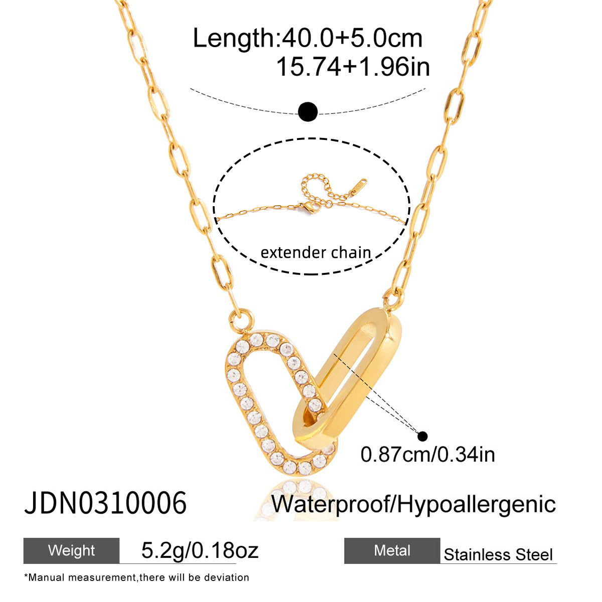 Dazzling Gold - Plated Chain - Link Necklace with Crystals