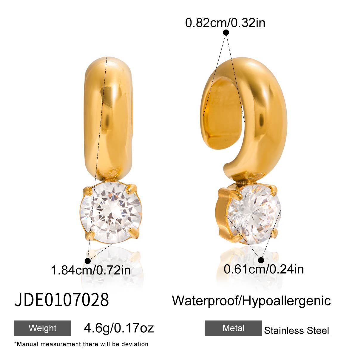 Gold - Plated Hoop Earrings with Dazzling Cubic Zirconia