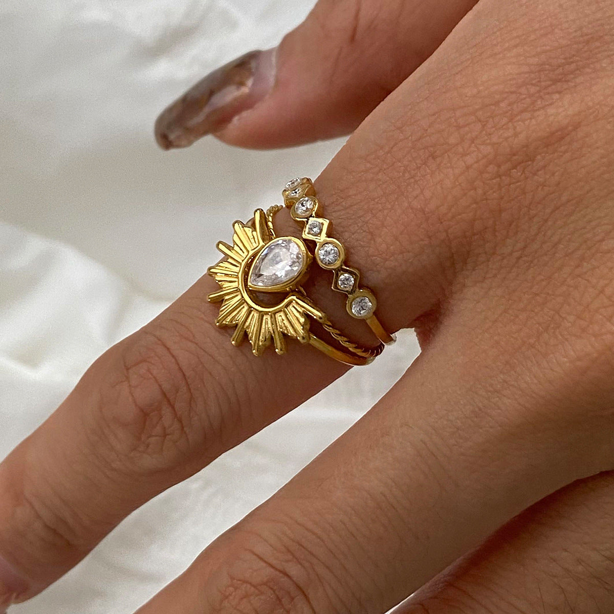Boho Stackable Rings – Sunburst, Heart & Geometric Designs, Adjustable Open Band Fashion Jewelry for Women