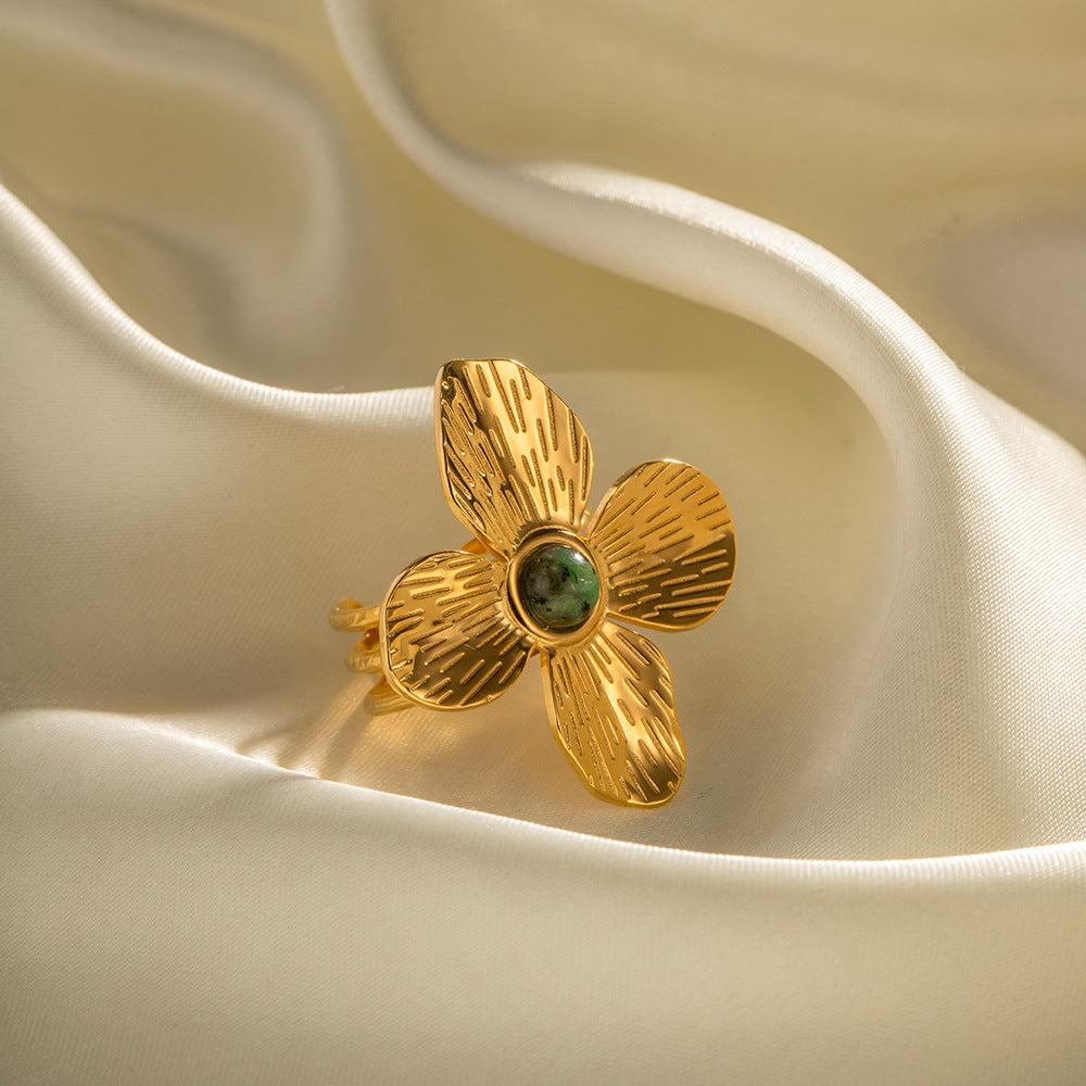 Four-Petal Flower Open Ring