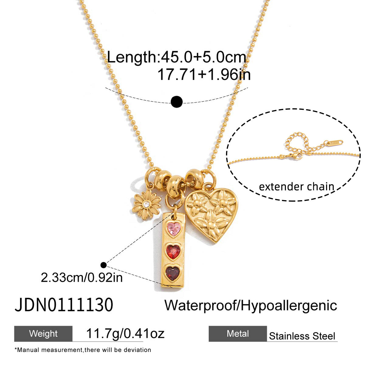 Gold - Plated Multicharm Necklace with Heart and Butterfly Charms