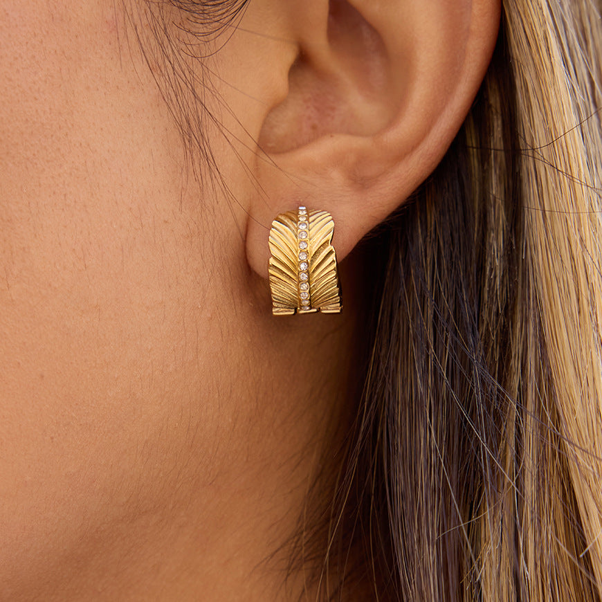 Stainless Steel White CZ Stud Earrings