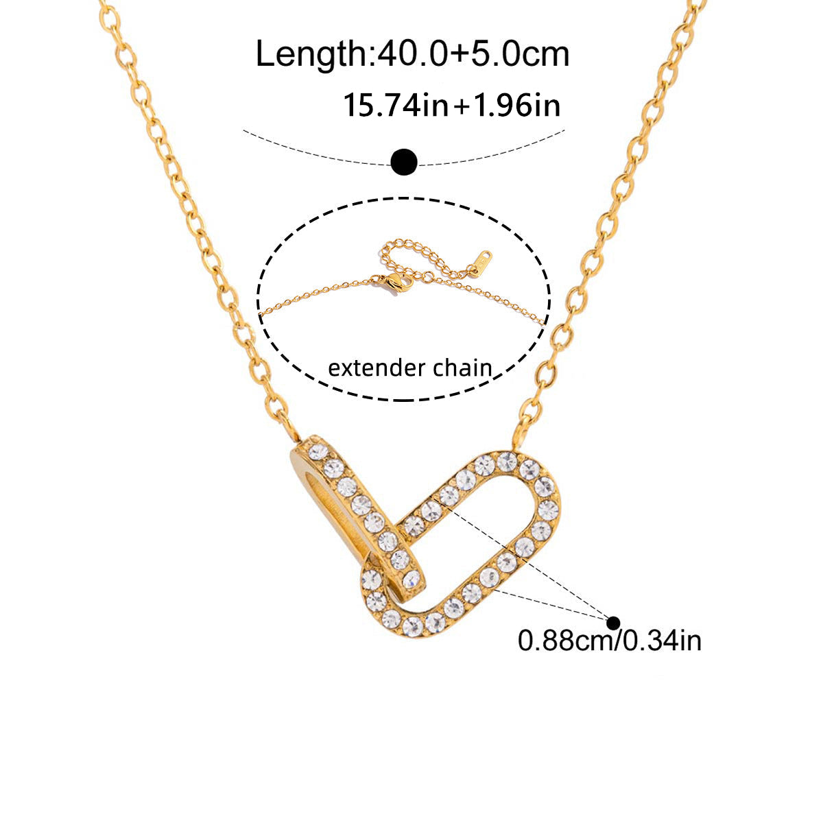 Interlocking Heart Necklace with Sparkling CZ Crystals | Gold Plated Romantic Jewelry Gift for Women