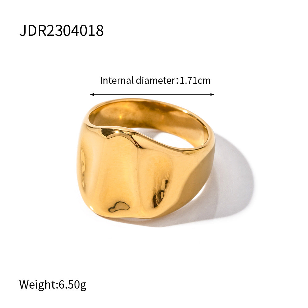 Gold & Silver Stackable Rings – Wide Textured Band, Wave Ring & Geometric Square Ring for Women