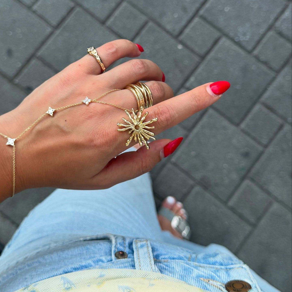 Bohemian Ocean-Inspired Stackable Rings – Star, Snake & Sunflower Designs, Gold-Tone Metal Jewelry for Women