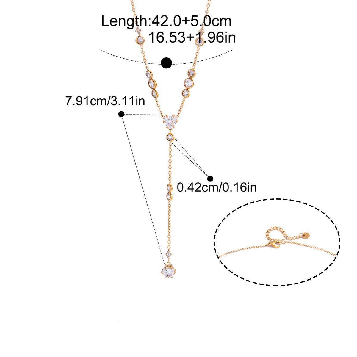 Gold Plated Cubic Zirconia Y-Necklace