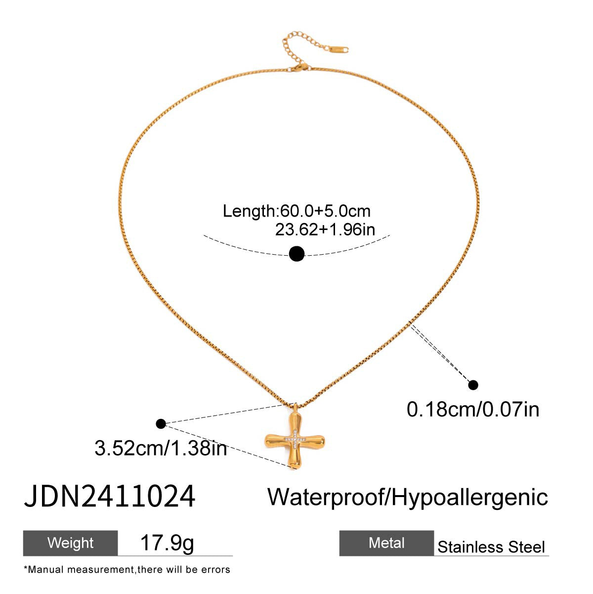 Stainless Steel Cross Pendant Necklace