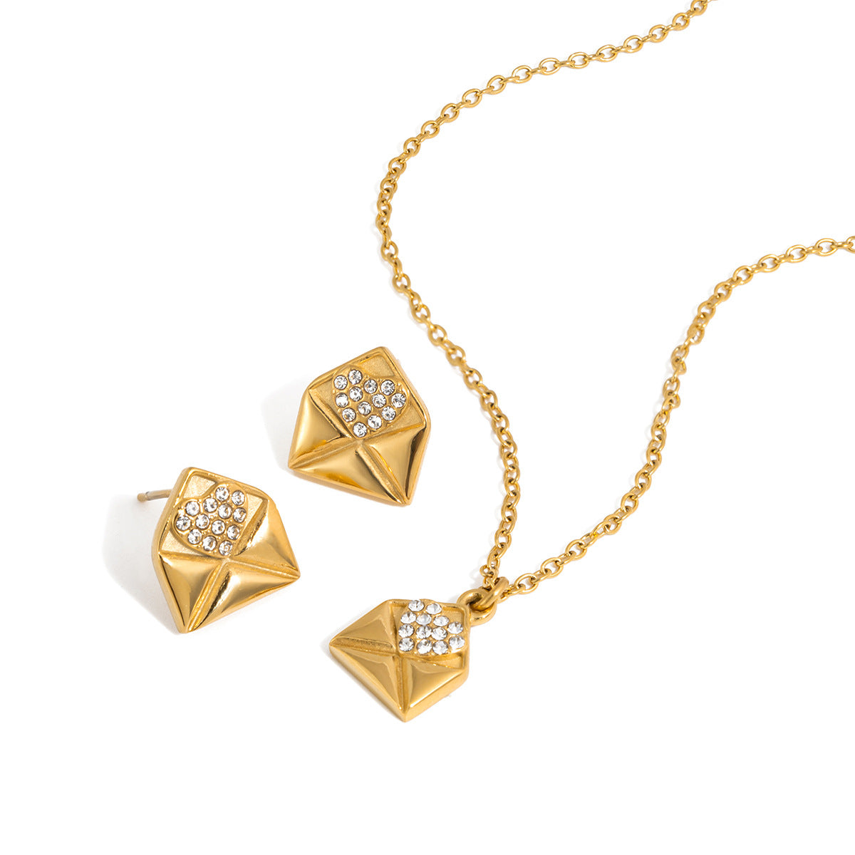 Dainty Gold - Plated Envelope Necklace with Crystal Accent - Delicate Chain Jewelry