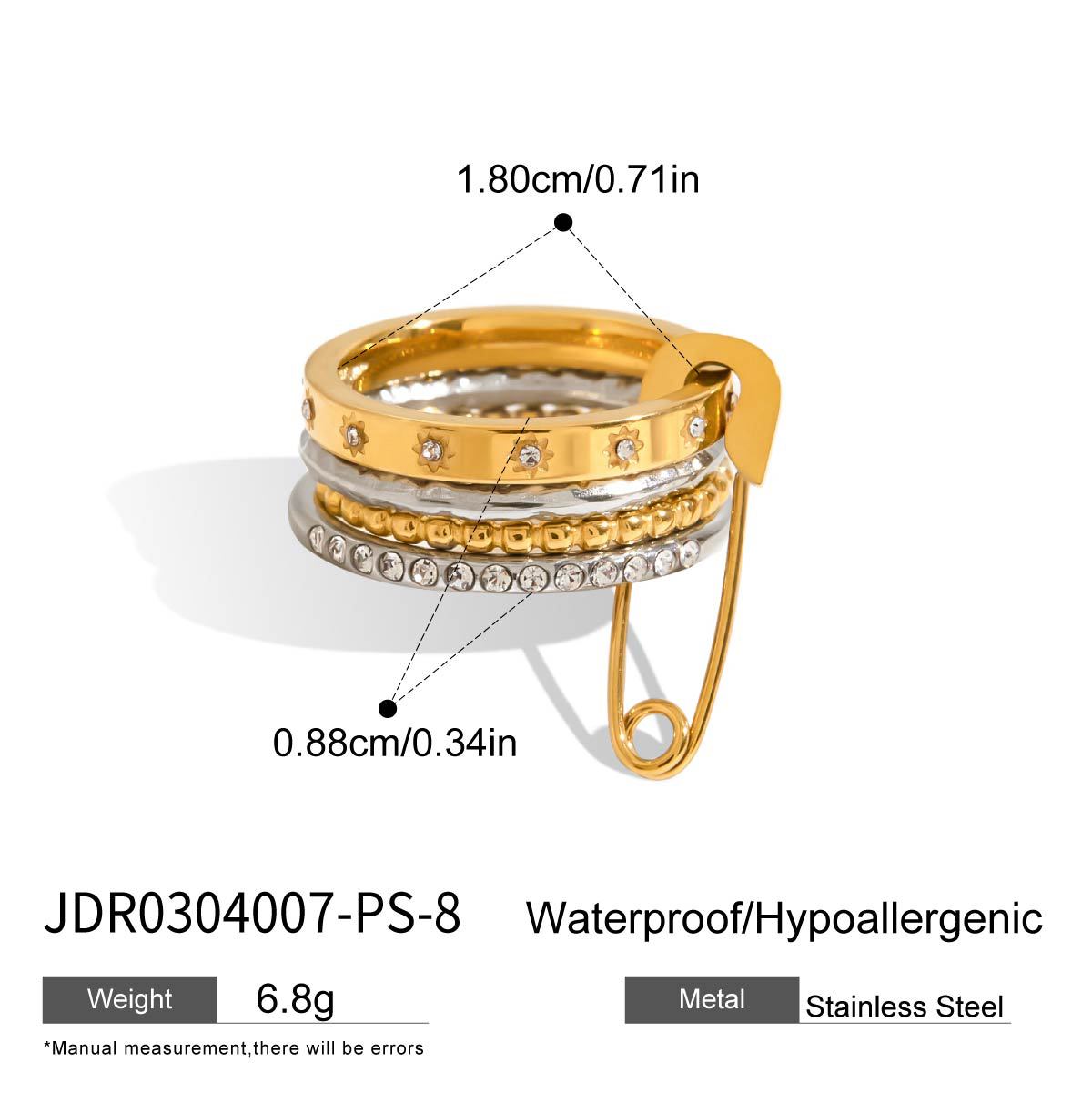 Gold-Tone Multi-Ring Set – Pearl, Zirconia, Stackable Fashion Rings for Women