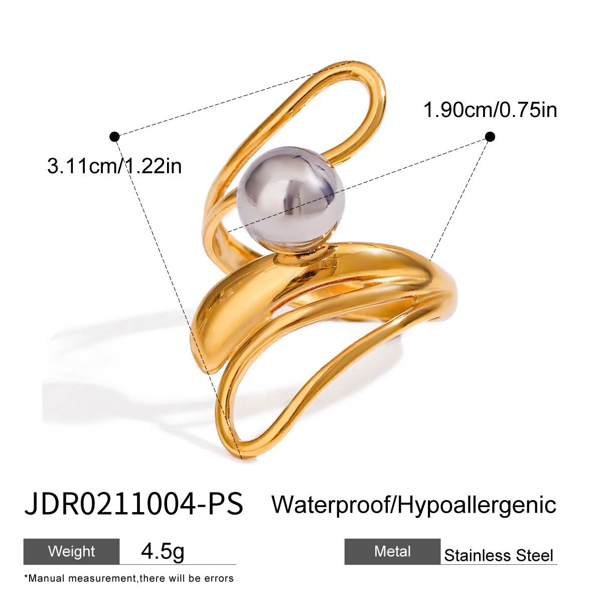 Organic Textured Gold Rings – Pearl & Metal Ball Statement Ring Set for Women