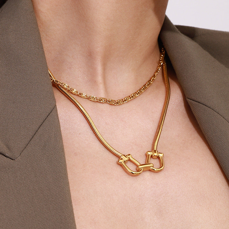 Titanium Steel Gold Choker Necklace