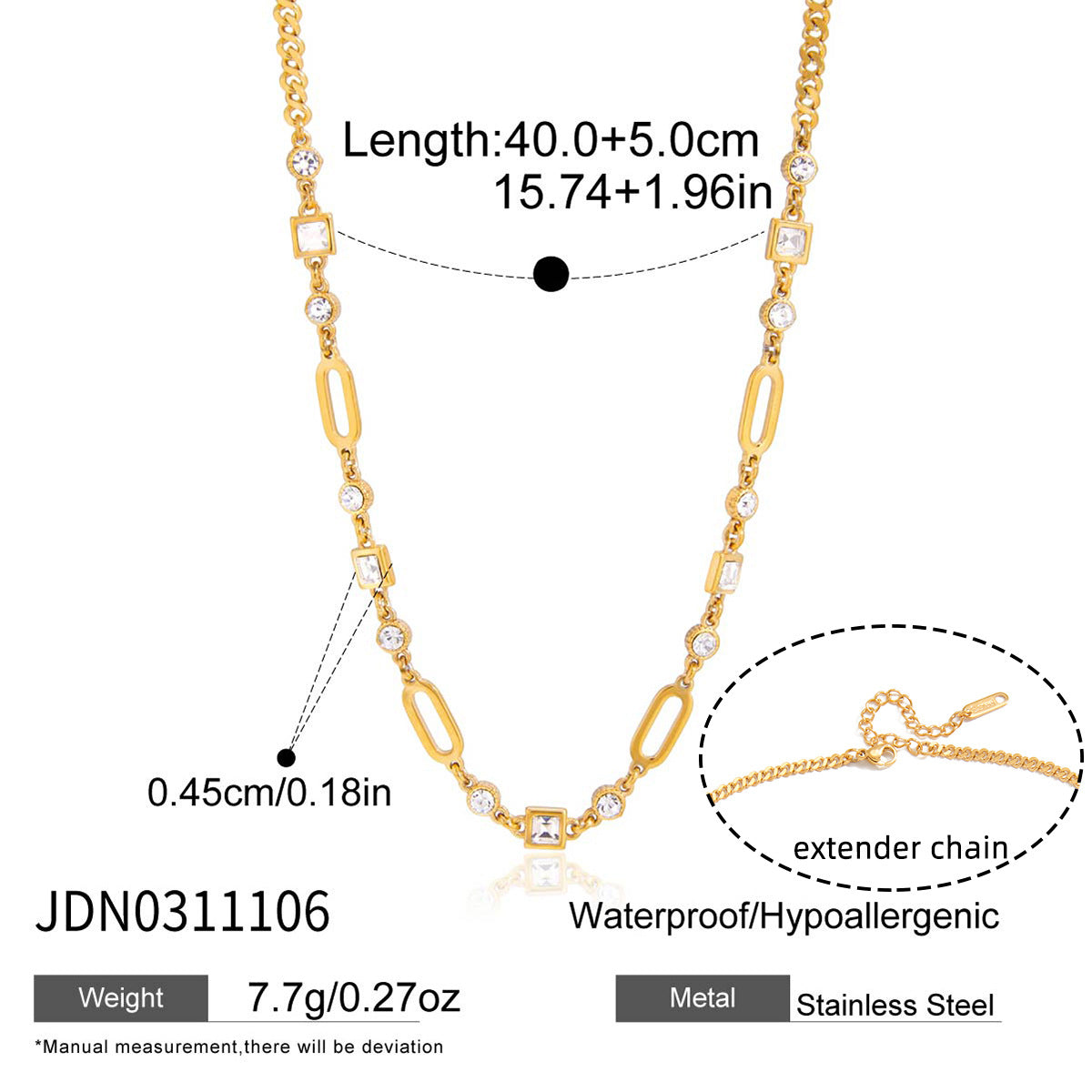 Layered Choker Necklace with Cubic Zirconia - Dangling Chain Jewelry for Women
