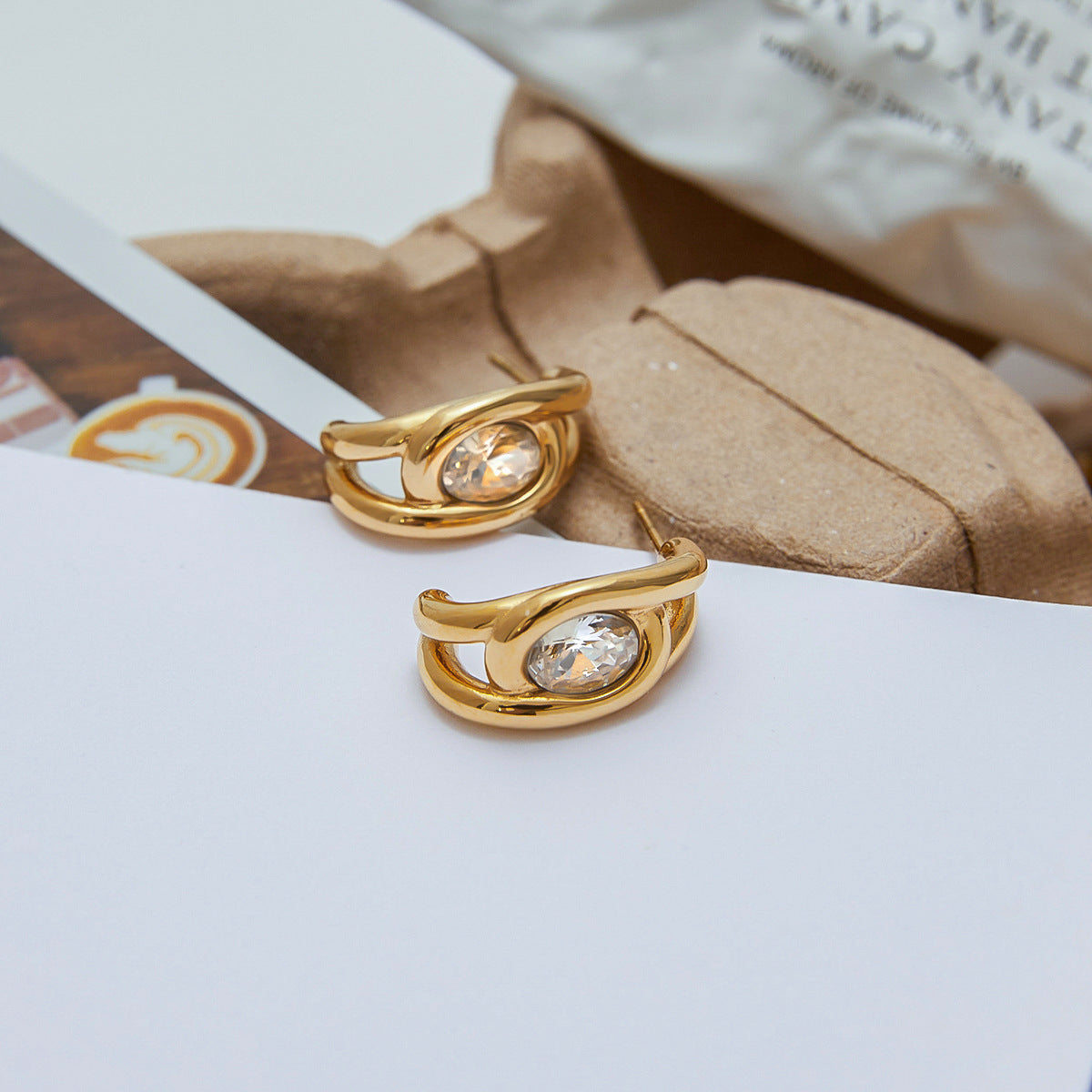 Stainless Steel Zircon Stud Earrings