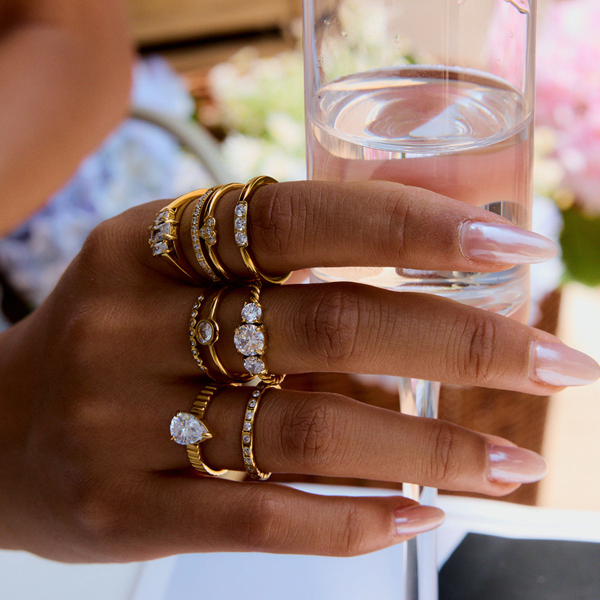 Multi-Ring Set – Diamond & Heart Shaped Stackable Rings for Women