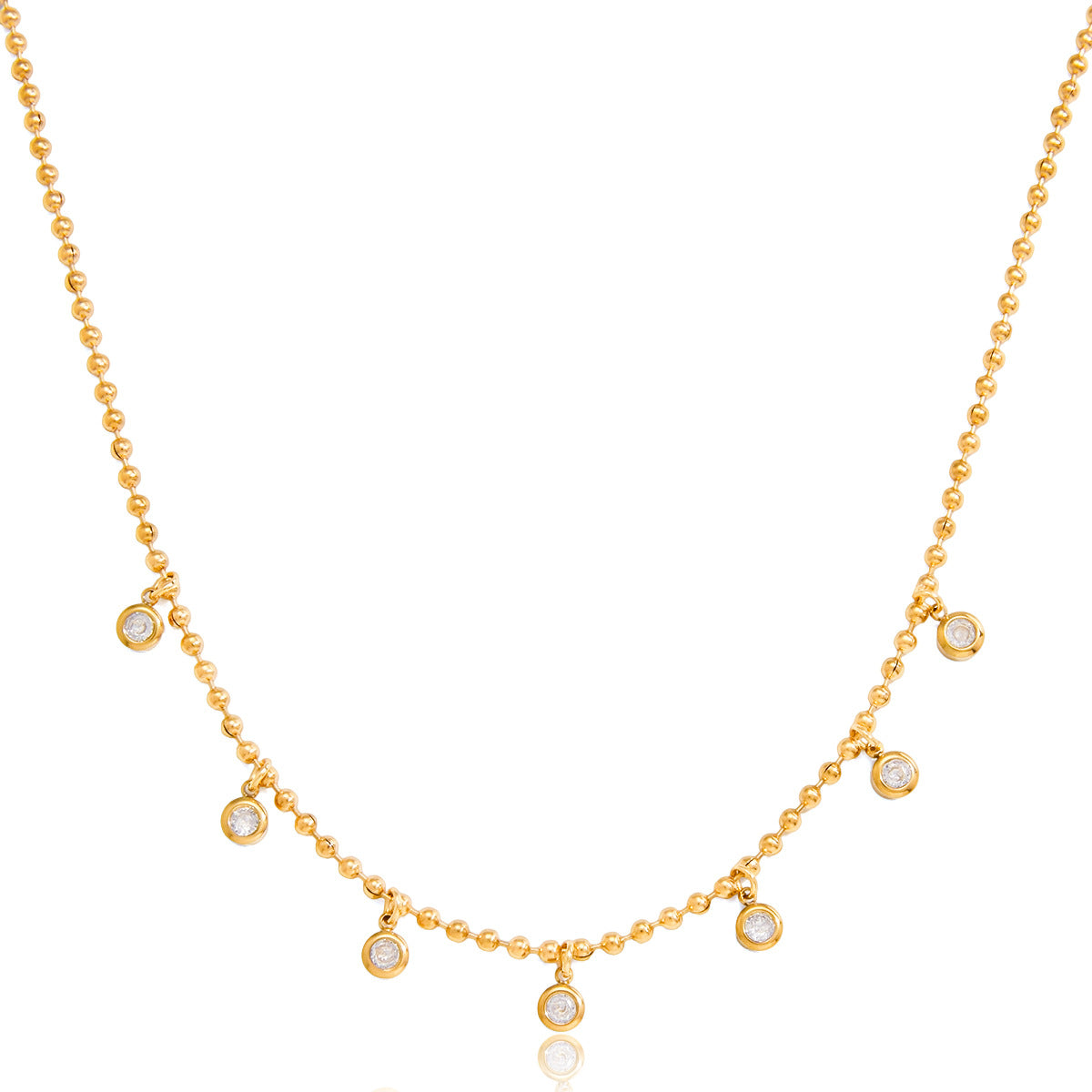 Dainty Gold - Filled Choker Necklace with Sparkling Cubic Zirconia Pendants