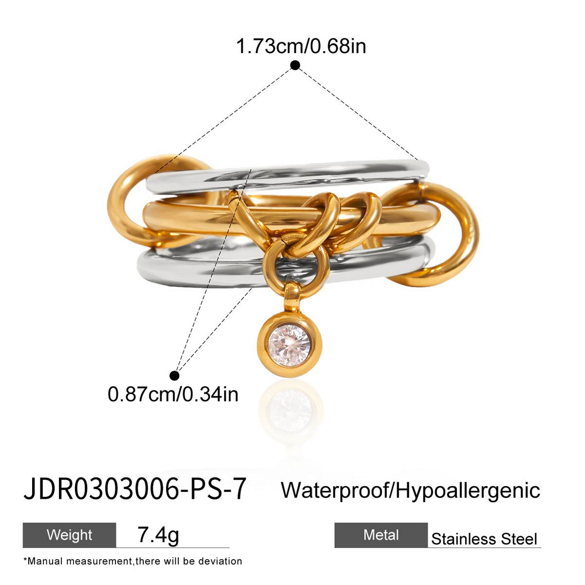 Gold-Tone Multi-Ring Set – Pearl, Zirconia, Stackable Fashion Rings for Women