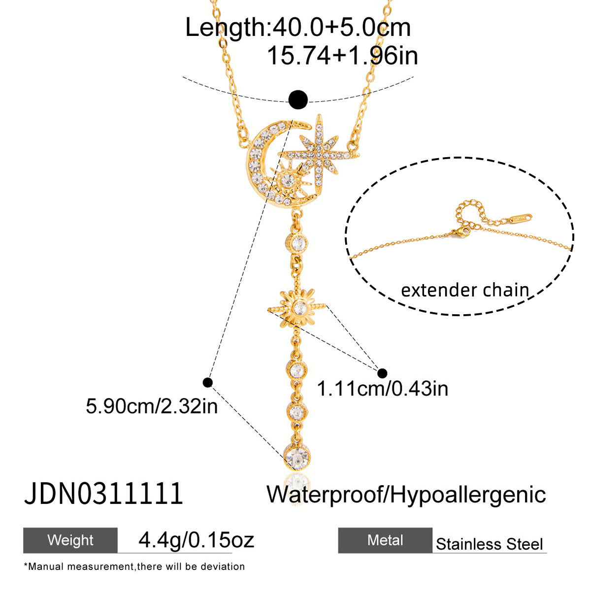 Layered Celestial Necklace Set - Gold - Diamond - Accent