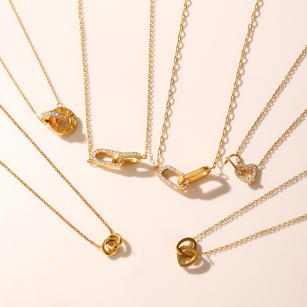 Dazzling Gold - Plated Chain - Link Necklace with Crystals