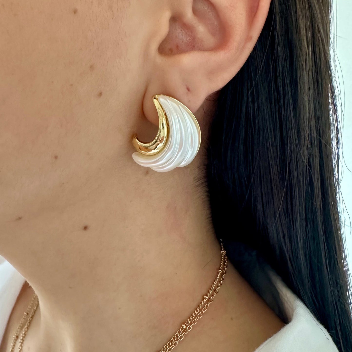 Titanium Steel Resin Pearl Earrings