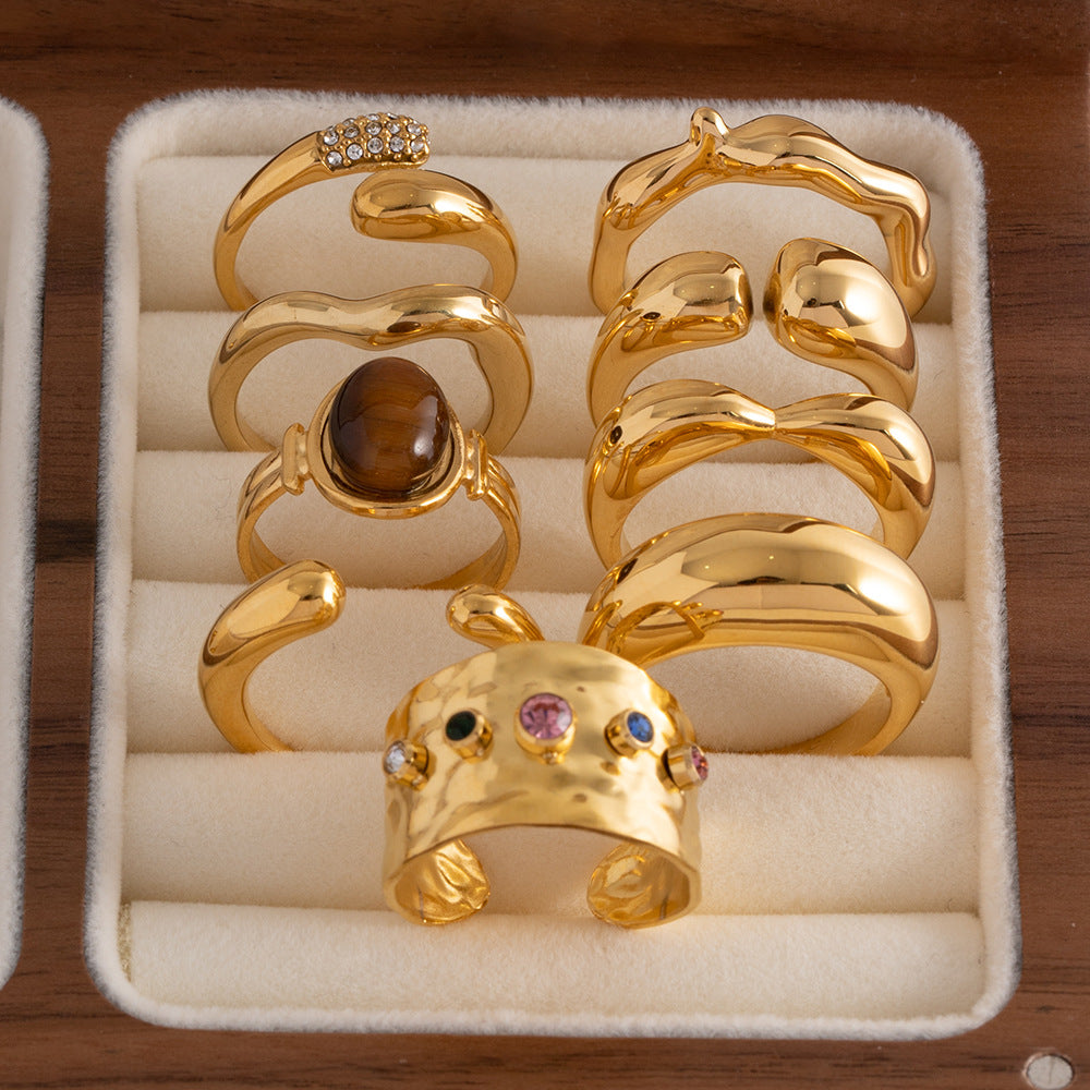 Abstract Gold Finger Rings – Sculptural Multi-Ring Set for Women